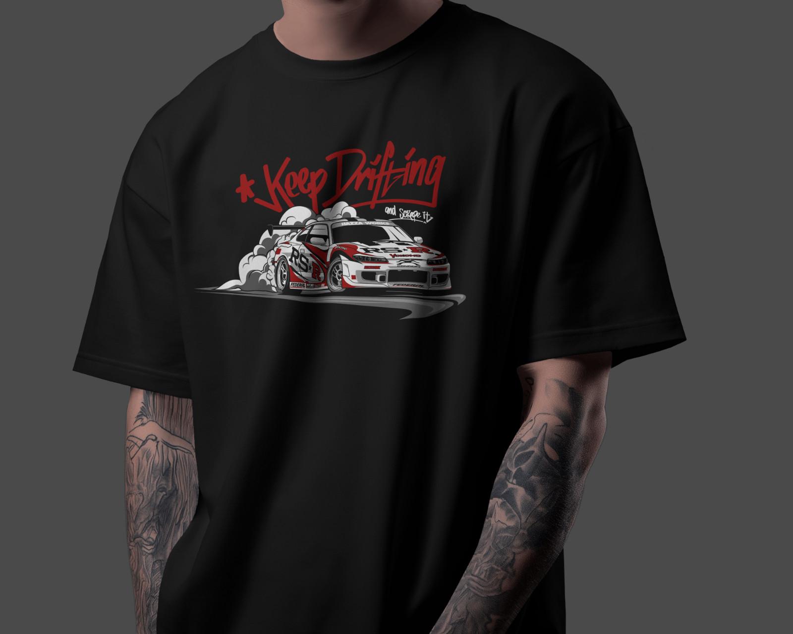 Футболка с фанарт-принтом Keep Drifting 100% хлопок JDM Графика дрифт-авто Унисекс футболка 3XL
