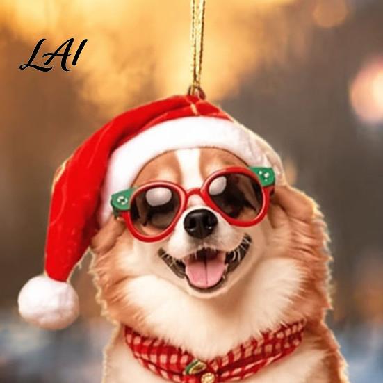 Fashionable Cute Dog Keychain Gift Crown Acrylic Keychain 2D Flat Backpack Lightweight Hanging Ornament Charm Animal Key Ring with Lanyard