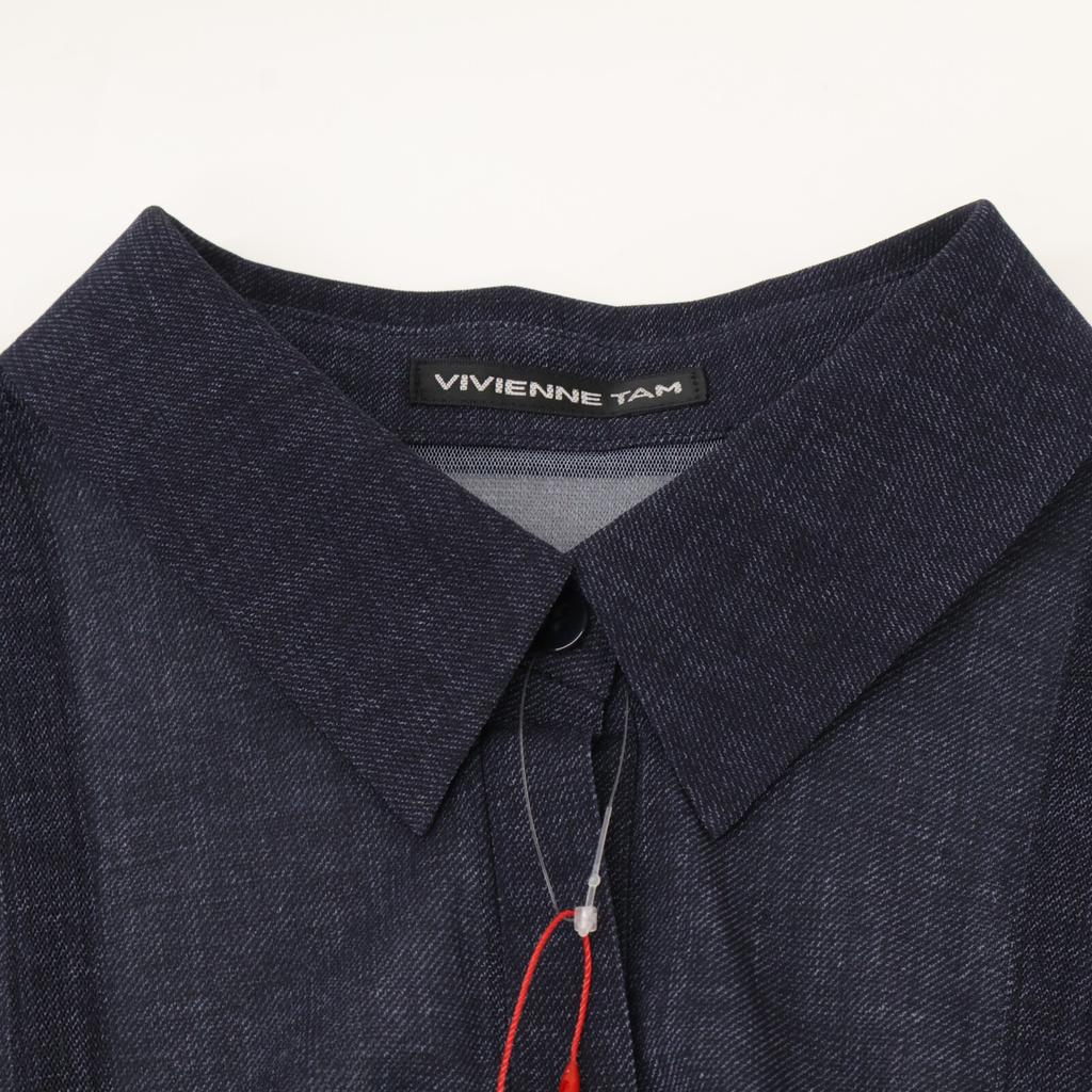 VIVIENNE TAM [Good Condition] 15175413 Sheer denim long sleeve blouse/ tops 38 NavyUsed