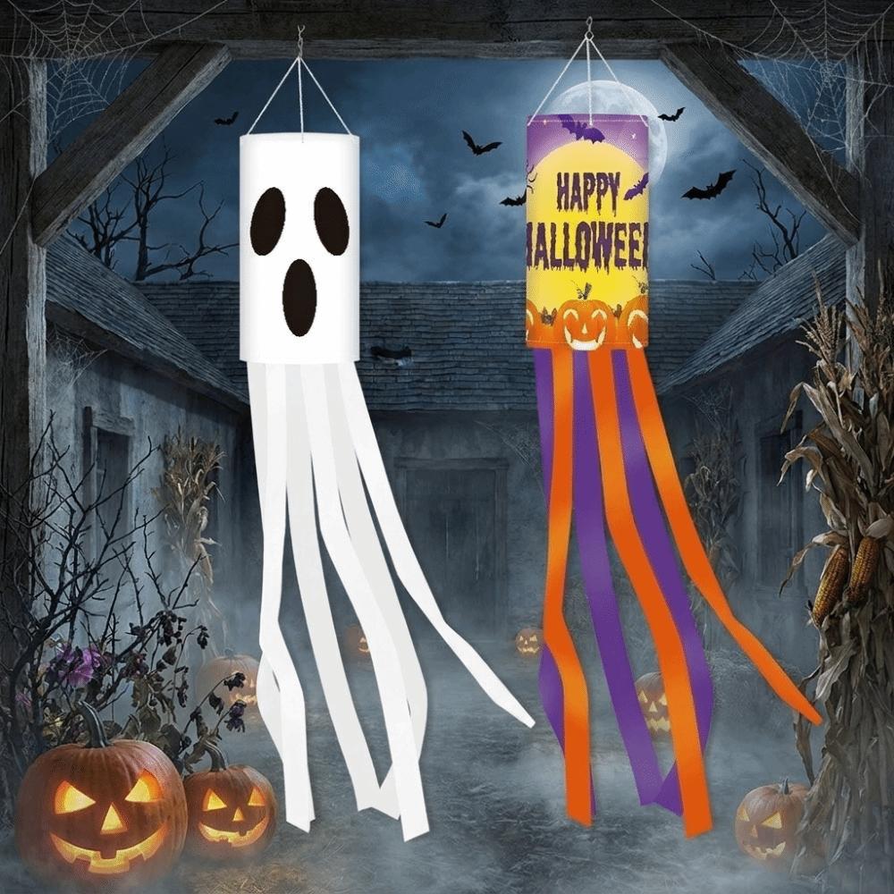Pumpkin Ghost Pattern Outdoor Props Flags Festival Wind Vane Ghost Party Decorations