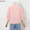 ZANZEA Women Casual V-Neck 3/4 Sleeve Loose Flora Print Blouse