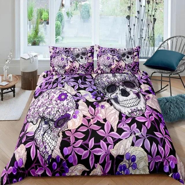 3D Printed Floral Skull Duvet Cover Set Mandala and Sugar Skull Bedding Sets Skeleton Bones Roses Floral Quilt Cover King Size