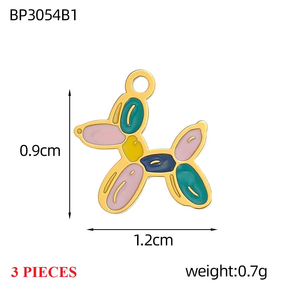 3PCS/LOT CARLIDANA Enamel Turtle Rabbit Bear Charms, Colored Stainless Steel Pendants for Women DIY Necklace Jewelry