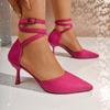 Fashion Hollow Fleece Bread Toe Sandals Women's Fashion Pointed Toe Shallow Suede One Slip Strap Slip Bag Heel Stiletto Shoes