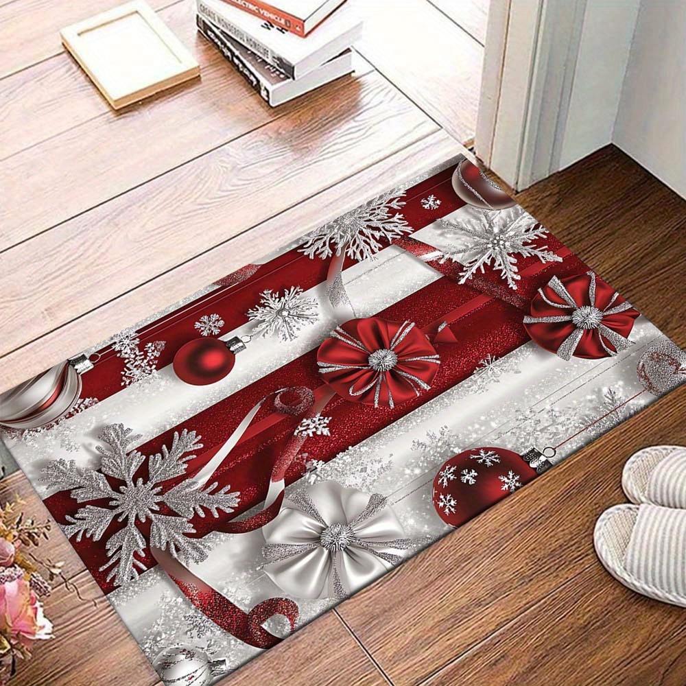 

1pc Snowflakes and Ribbons Area Rug, Slip-Resistant, Easy-Clean, Stain-Resistant, Perfect for Cozy Living Rooms, Bedrooms, Kitchens, Offices 60cm by 90cm