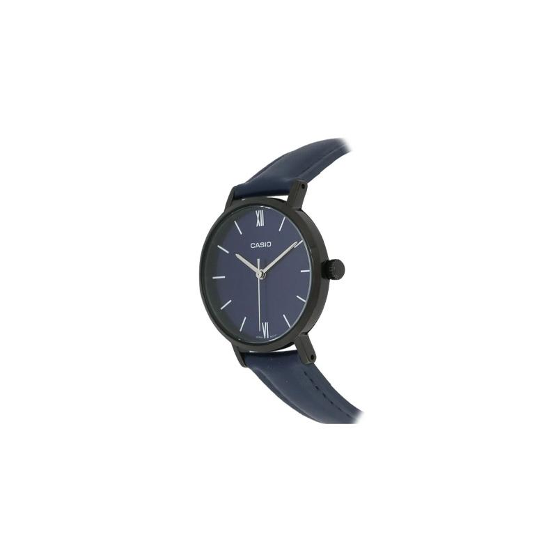 Casio STANDARD Serie einfache und modische marineblaue Quarzwerk Lederarmband Japanische und Koreanische Uhr Damenuhr blaues Zifferblatt LTP-VT02BL-2A