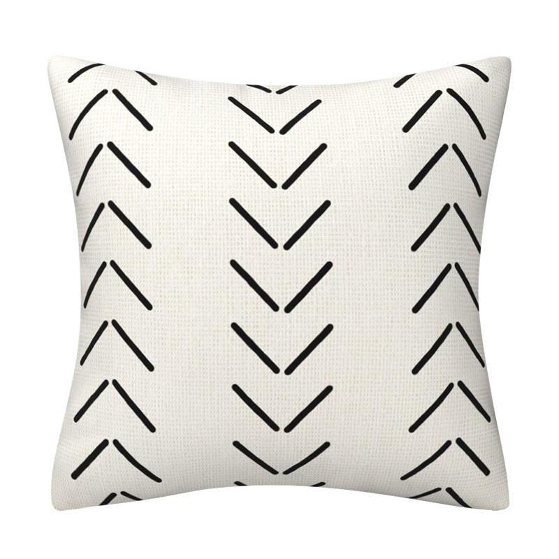 Cotton Linen Black White Geometric Decorative Throw Pillows Case Sofa Home Cushion Cover Almofadas Decorativas Para Sof