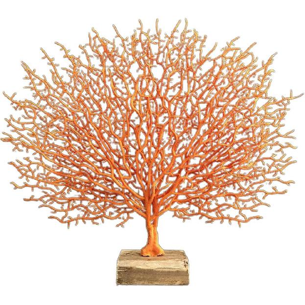 Coral Sculpture Table Top Ornament Decor Tabletop Figurine, Orange