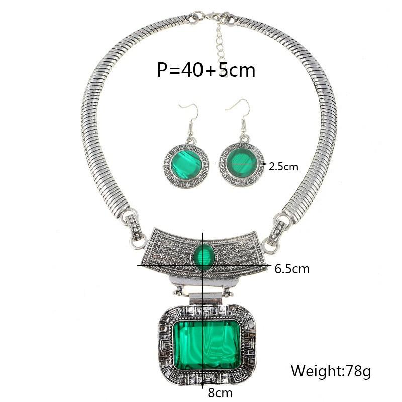 Retro Geometric Board Pattern Necklace Earrings Set For Women