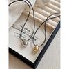2025 High-End Minimalist Black Leather Teardrop Pendant Necklace - Luxury Niche Sweater Chain