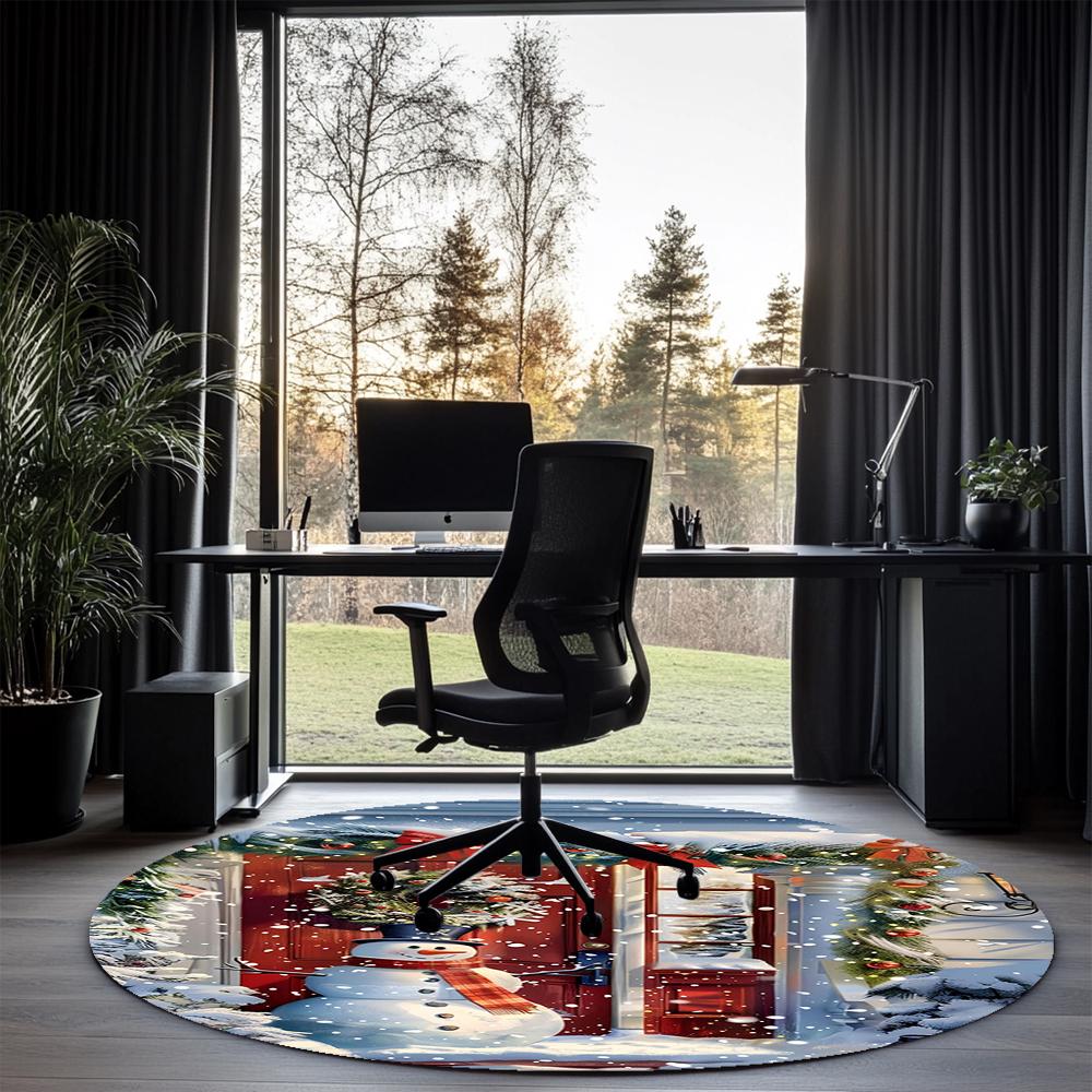 Christmas Printed Round Rug Carpet Chair Rug Area Rug Entryway Doormats,for Office Chair Living Room Bedroom Kitchen Room.