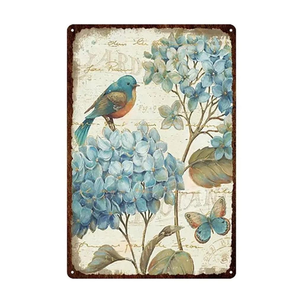 Vintage Blooming Flowers Metal Tin Signs Wall Art Posters Plate Wall Decor for Home Garden Bars Man Cave Cafe Clubs Garage Retro