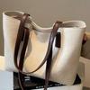 Casual contrast color large-capacity bag women's 2 spring and summer new shoulder bag high-end texture commuter tote bag