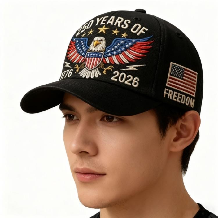 Patriotic Embroidered Baseball Cap 250th Anniversary Machine Washable Adjustable Strap For Adults