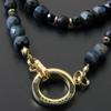 [Kolan Kolan] FORCE 5 Polyhedral Cube Necklace with Dark Blue Tiger Eye Negative Ion Relaxing Stone (Small, approx. 40cm)