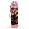 1PC Fierce Tiger Wild Animal Pattern 750ml Color Plastic Sports Water Bottle Leakproof Flip Straw Lid Suitable for Sports Office Home Use
