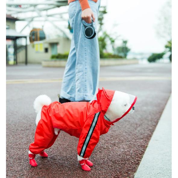Puppy Dog Raincoat Four-legged Waterproof All-inclusive Teddy Poncho Rain Clothes Small Medium-sized Dogs Raincoat Pet Supplies