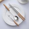 Japanese Wooden Handle Stainless Steel Cutlery Set - Knife, Fork, Spoon for Western Cuisine