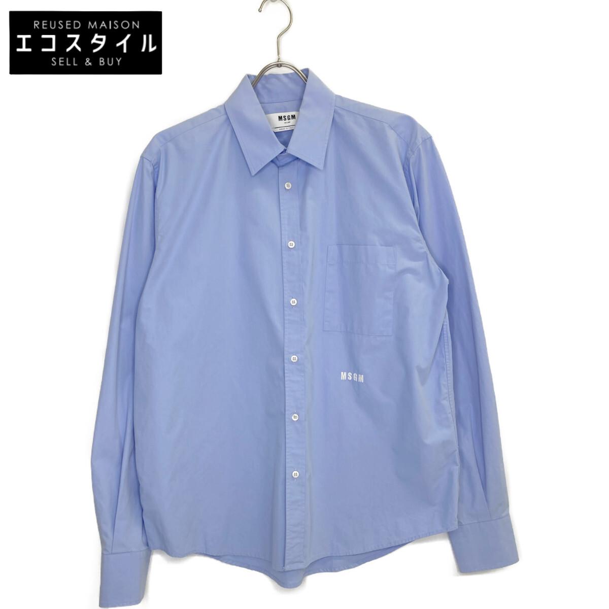 

MSGM Blue logo embroidered overshirt tops 41 blueUsed