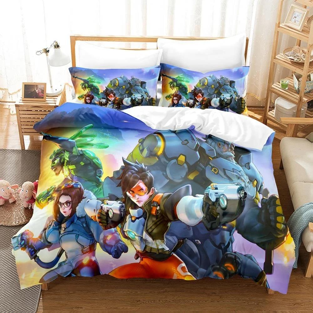 Game Overwatch 2 Invasion Bedding Collection Single Twin Full Queen King Size Bed Collection Adult Boys Bedroom Duvet Cover Collections New Anime