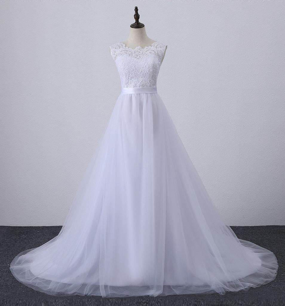 Wedding Bride   New Overseas Warehouse Wedding Party White Banquet Lace Bridesmaids Travel Wedding Dress