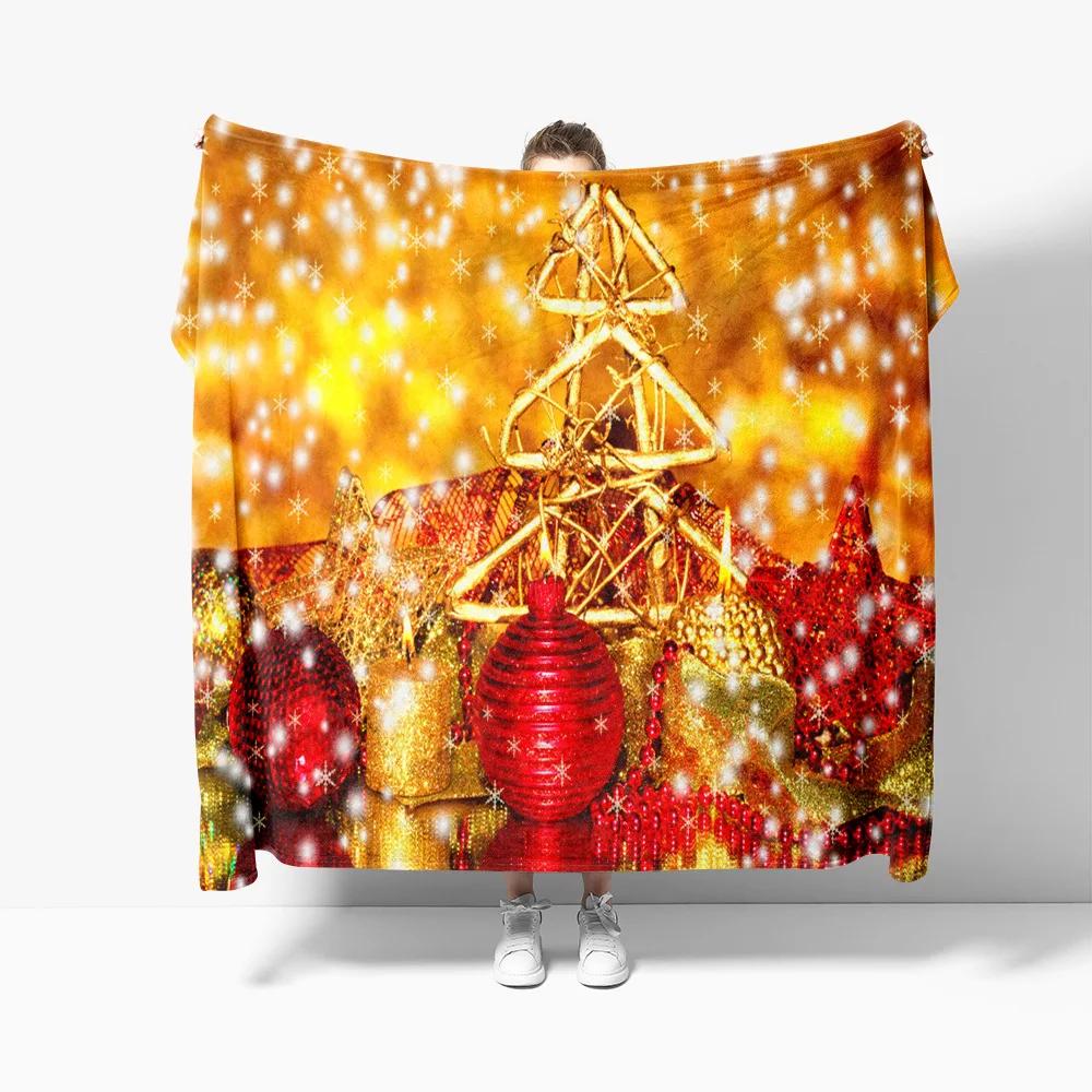 Christmas Theme Flannel Throw Blanket Christmas Tree Snowflake Pattern for Couch Bed Sofa Festival Gift for Boy Girl Lightweight