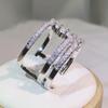 Cobre Estabilizado Moda Correntes Multicamadas Anéis de Zircônia para Mulheres Casamento Anéis Statement Simples Anéis de Casamento para Casal