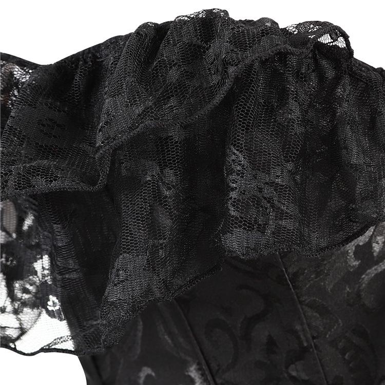 Court Style Jacquard Bodysuit with Lace Straps