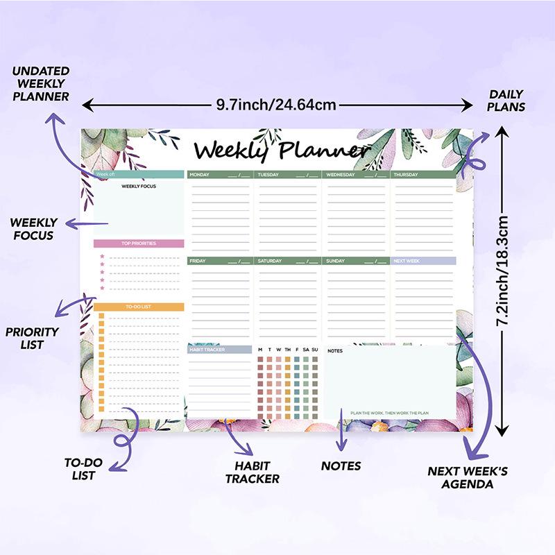 B5 English Weekly Planner: Coil Notebook for Time Tracking, Life Logging, and Meal Management