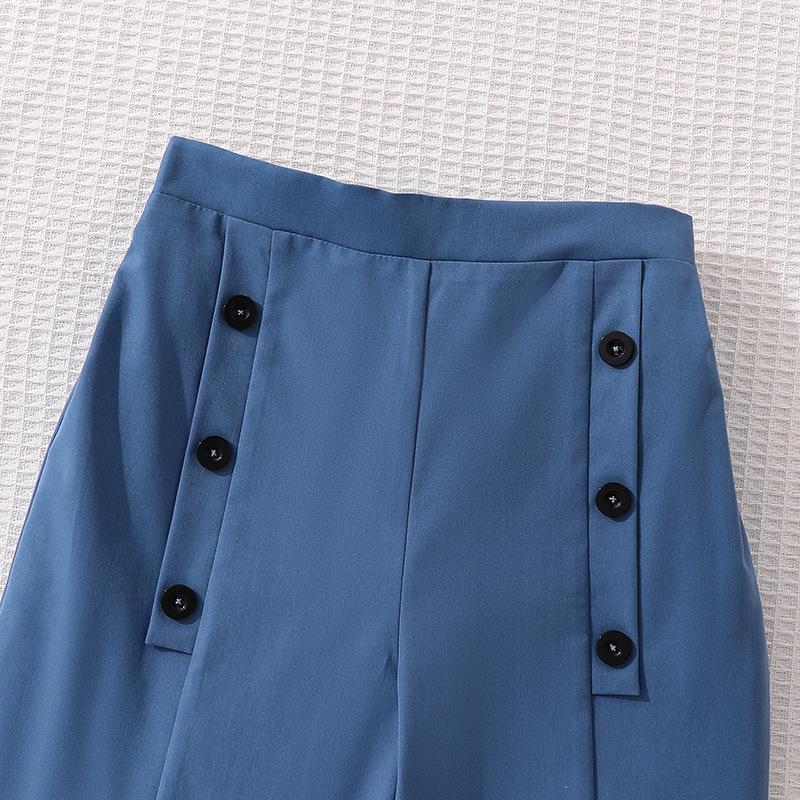 Mädchen Herbst Neue Mode Lässig Gestreift Einreihig Langarm Oberteil + Weitbeinige Hose Kinder 2-teiliges Set