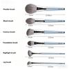 14-Piece Personal Makeup Brush Set Silver-Grey With Leather Pu Case Soft Smooth