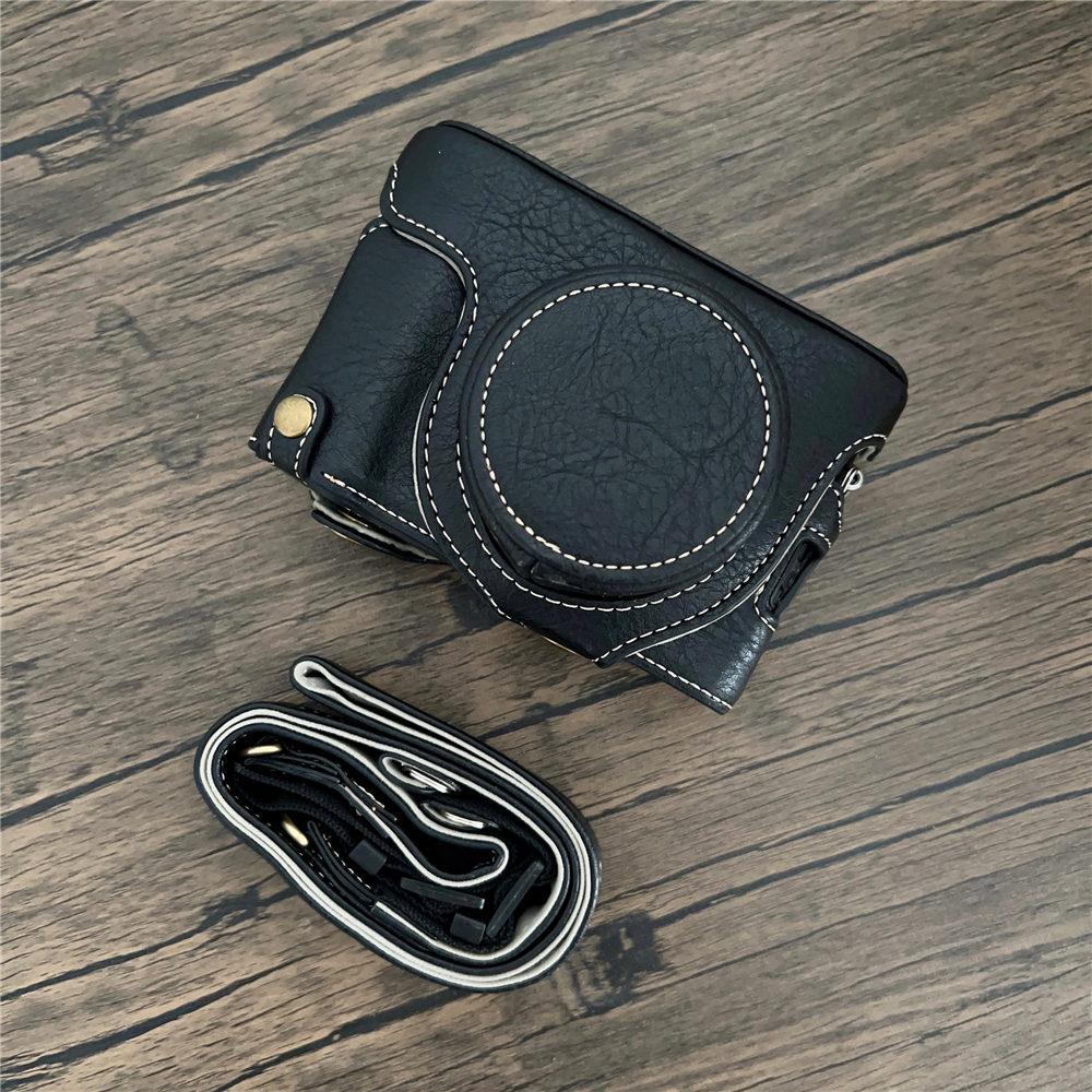 Luxury PU Leather Camera Case For Fujifilm X100V X100F Fuji x100v x100f Battery Opening Full Body Bag Cover With Strap