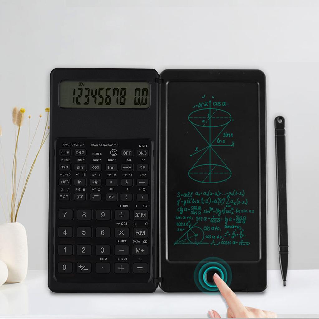 Portable Mini Foldable Scientific Calculator with LCD Writing Notepad &Stylus,Multifunction Pocket Calculator for Student Office