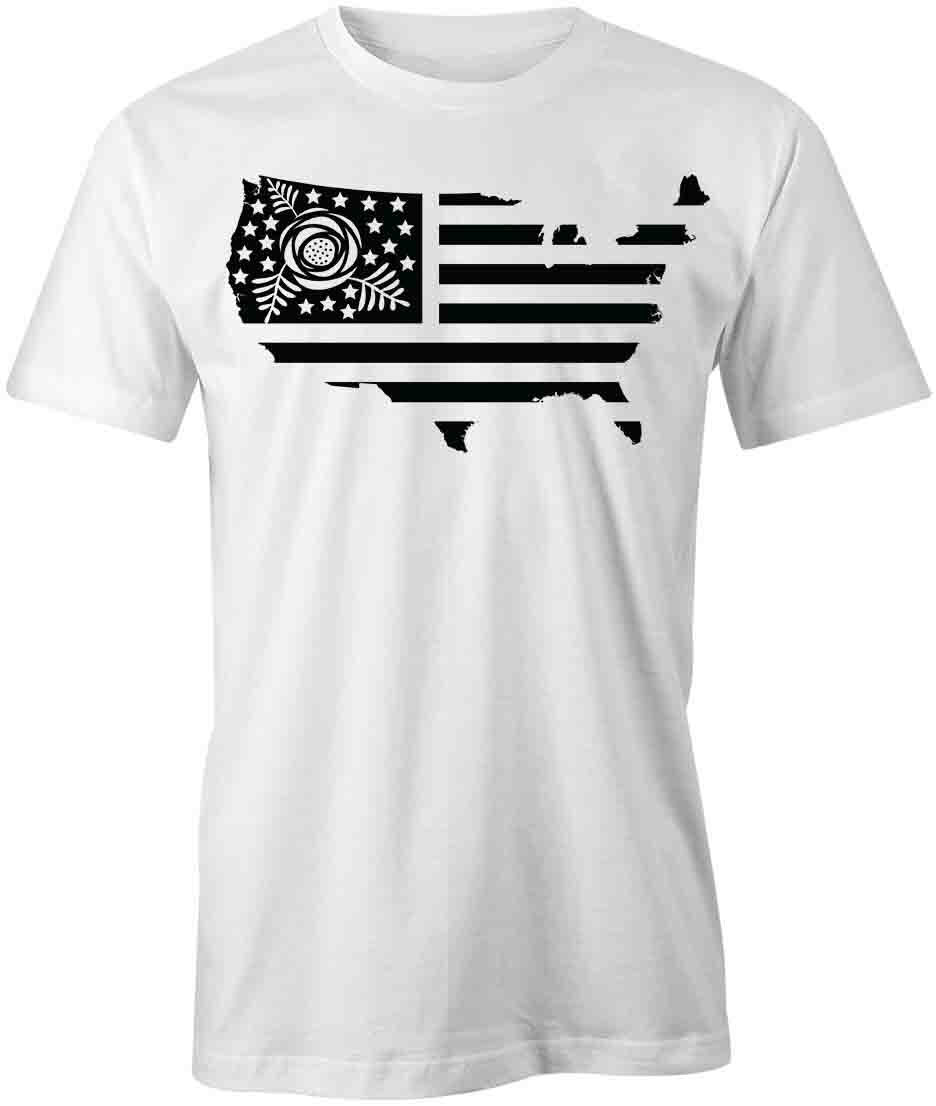 AMERICA FLAG FLOWER TShirt Tee Short-Sleeved Cotton CLOTHING S1WSA273 S