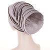 Glitter Diamonds Pleated Turban Caps for Women Soft Velvet Head Wraps Caps Muslim Headscarf Bonnet Female Beanie Pullover Cap