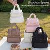 Elegant Lunch Organizer for Ladies Quilted Double Layer Insulated Bag, Lightweight Leakproof Thermal Box, Shoulder Bag Portable Large Capacity