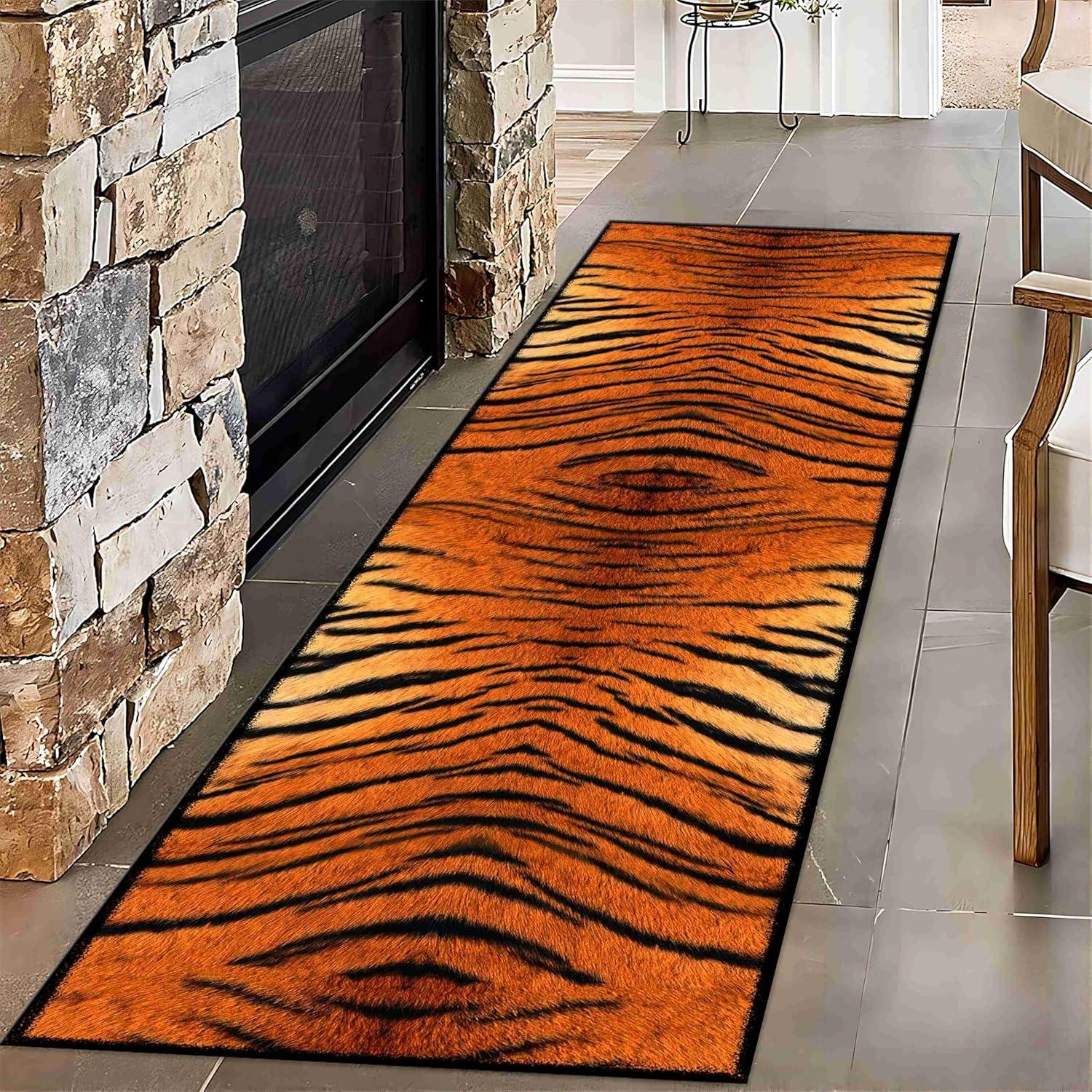 

Vintage Leopard Print Area Rug Wildlife Leopard Hallway Runners Washable Runner Rugs Floor Carpet for Indoor Living Room Kitchen 40cm x 120cm