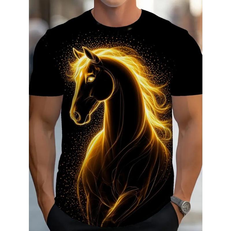 Men's Casual Short Sleeve Printed Crew Neck Pullover Men's Slim Fit T-Shirt