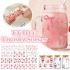7Pcs/Bag Smooth UV DTF Transfer Sticker Clear Pink Bow Decals  For 16Oz Glass Cup