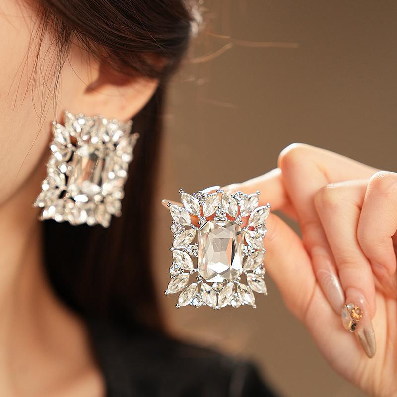 Light Luxury Pearl Bead Multi-Layered Necklace Bracelet With Exaggerated Rhinestones Design Jewelry Earrings For Women Gift