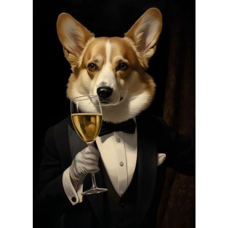 Elegant Animals Raccoon in Tuxedo Owl Pug Suit Poster Canvas Painting Cute Kawaii Wall Art Pictures Living Room Home Decor