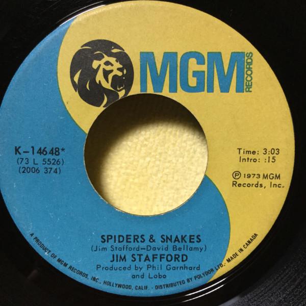 

7inch Record JIM STAFFORD Spiders Snakes K14648 MGM 1973 Canada CountryFolk Used