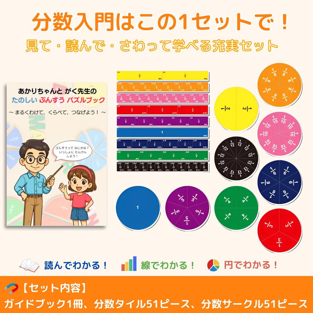 fraction puzzles with fraction learning magnetic educational for elementary school arithmetic set of two types of circles and original illustrated