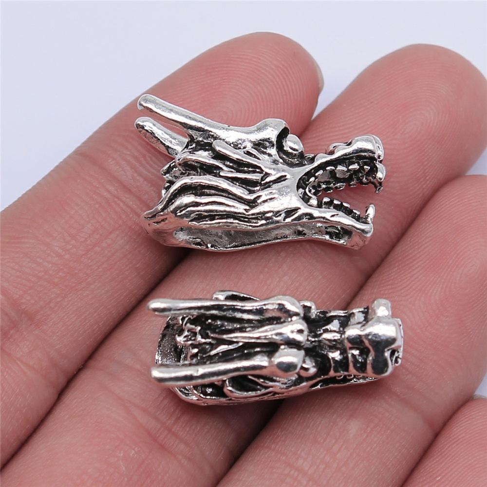 10pcs Charms Dragon Tibetan Bronze Silver Color Pendants Antique Jewelry Making DIY Handmade Craft