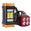 4-in-1 Solar LED Flashlight with Front and Rear Dual Lights,Emergency Power Supply,Digital Display,Heavy-duty Portable Light for Camping,Hiking