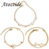 Atoztide New Butterfly Heart Double-Layer Bracelets For Women Men Black Rope Bangle Blade Bead Chain Adjustable Jewelry Gift