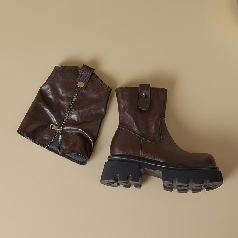 Fashion 2025 Women's Trouser Boots Thick-soled Square-toe Women Ankle Boots and Short Boots Large-size Fashion Motorcycle Boots female