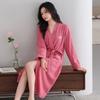 Waffle Nightgown Women'S Spring And Autumn Long-Sleeved Cotton Pajamas Medium And Long Lycra Cotton Bathrobe Morning Gown