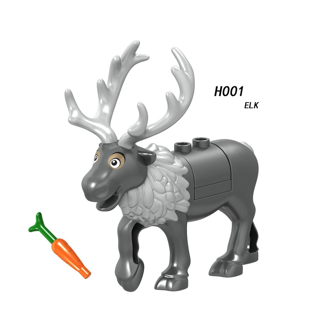 MOC Animals Building Block Goat Sheep Parrot Otter Cow Dog Pet Cat Panda Leopard Tiger Pig Zoo Deer Bear Eagle Bricks Toys Gift