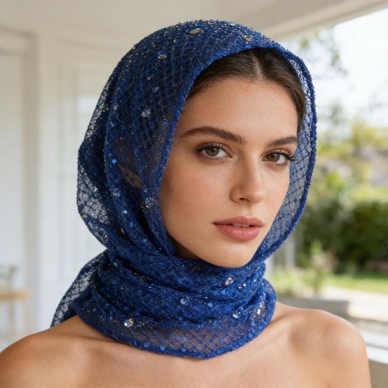 Stylish Muslims Headscarf Embellished With Sparkling Sequins Lightweight And Comfortable Headwear For Daily Wear